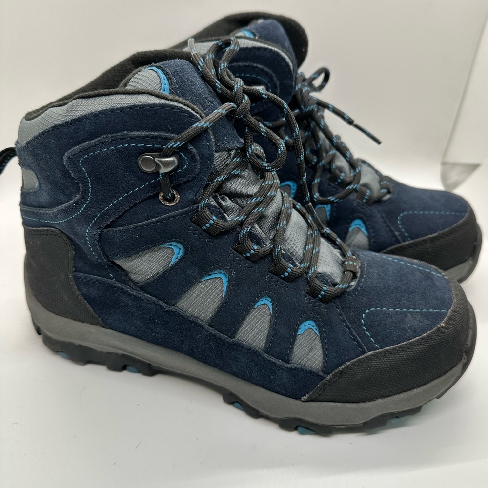 Lands End, Suede and Canvas lace up blue‎ hiking boots 7B EUC